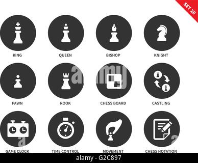 Schach Figuren Symbole auf weißem Hintergrund Stock Vektor