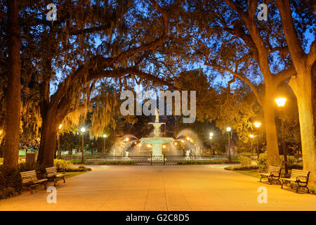 Savannah, Georgia, USA am Forsyth Park. Stockfoto