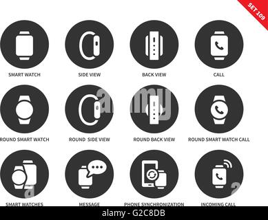 Smartwatch Symbole auf weißem Hintergrund Stock Vektor