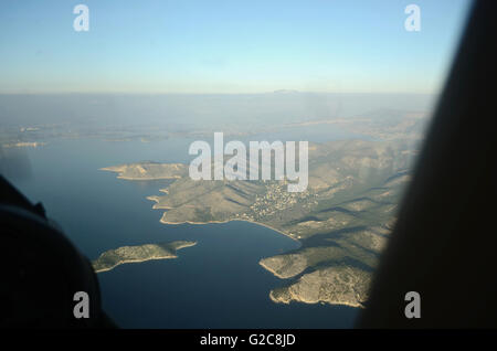Chessna Flug Lektion. Bilder Fom über Athen, Tatoi Flughafen und Aegina Insel.  Ein tolles Geschenk von meinem guten Freund, Jim. Stockfoto