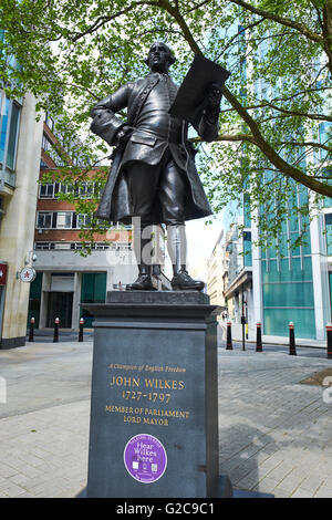 Statue von John Wilkes Fetter Lane London UK Stockfoto