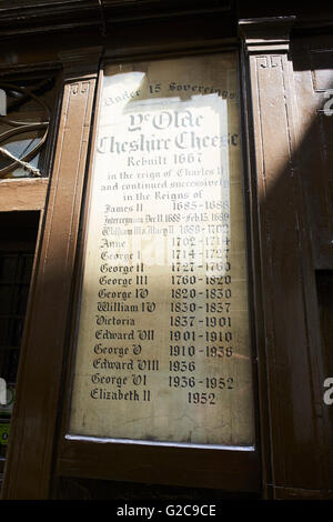 Ye Olde Cheshire Cheese Gastwirtschaft Fleet Street London UK Stockfoto