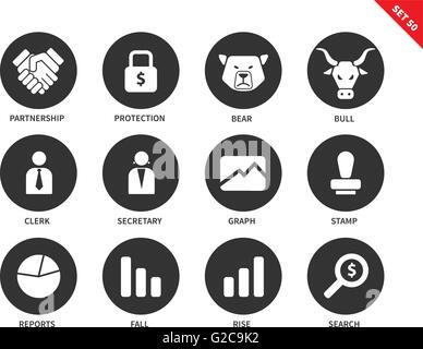 Finanzen-Symbole auf weißem Hintergrund Stock Vektor