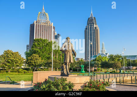 Mobile, Alabama Skyline von Cooper Riverside Park. Stockfoto