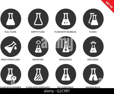 Reagenzgläser Symbole auf weißem Hintergrund Stock Vektor