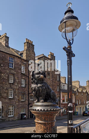 Die Statue, Greyfriars Bobby dem treuen Hund außerhalb Greyfriars Kirkyard Edinburgh Stockfoto