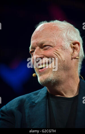 David Gilmour, Pink Floyd-Gitarrist sprechen über sein Leben & Arbeit auf der Bühne Hay Festival 2016 Stockfoto