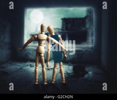 Holzfiguren von paar Stockfoto