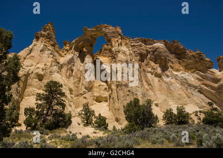 Grosvenor Arch aus der Cottonwood Road, Grand Staircase-Escalante National Monument, Utah. Stockfoto
