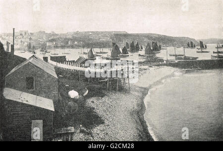 Brixham Hafen mit der Fischereiflotte ca. 1920 Stockfoto