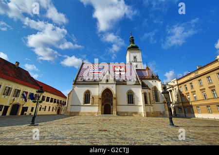 St. Markus Kirche in St. Marks Platz in Zagreb, Kroatien Stockfoto