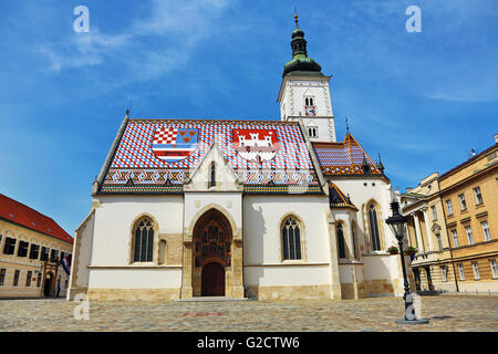 St. Markus Kirche in St. Marks Platz in Zagreb, Kroatien Stockfoto