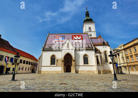 St. Markus Kirche in St. Marks Platz in Zagreb, Kroatien Stockfoto