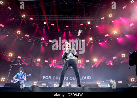 Leicester, UK. 28. Mai 2016. Kasabian führen an der Leicester City King Power Fußballstadion in der Feier von Leicester City Gewinn der Premier League-Titel, Leicester 28.05.2016 Credit: Gary Mather/Alamy Live News Stockfoto