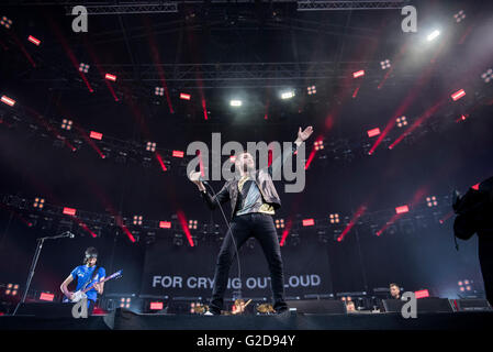 Leicester, UK. 28. Mai 2016. Kasabian führen an der Leicester City King Power Fußballstadion in der Feier von Leicester City Gewinn der Premier League-Titel, Leicester 28.05.2016 Credit: Gary Mather/Alamy Live News Stockfoto