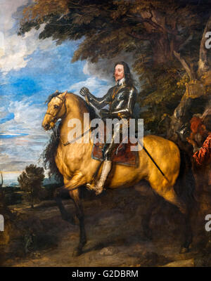 Equestrian Porträt von Charles I von Anthony van Dyck, Öl auf Leinwand, um 1637-8. Stockfoto