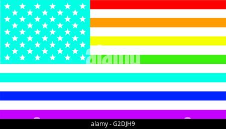 Die amerikanische Flagge in den Farben des Regenbogens. Stock Vektor