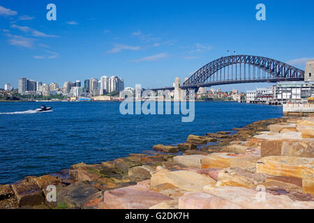 Lavender Bay und Bridge Sydney Harbour aus Barangaroo Sydney NSW, Australien Stockfoto