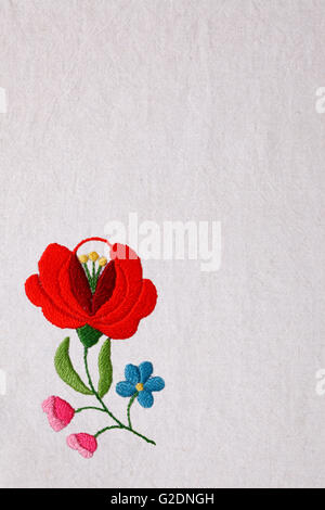 Hand gestickte Blume mit Textfreiraum Stockfoto