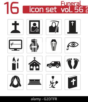 Vektor schwarz-Beerdigung-Icons set auf weißem Hintergrund Stock Vektor