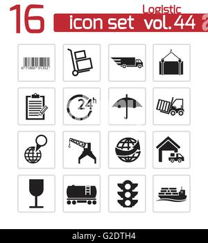 Vektor schwarz Logistik-Icons set auf weißem Hintergrund Stock Vektor