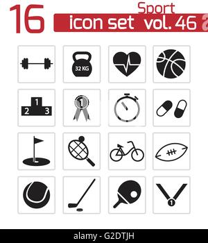 Vektor-schwarz Sport-Icons set auf weißem Hintergrund Stock Vektor