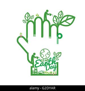 Grüne Hand spart Energie-Konzept-Vektor-Illustration Stock Vektor