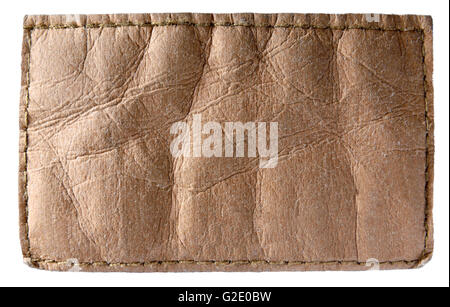 Braune Leder-Label Jeans Nähen Stockfoto