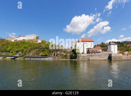 Veste Oberhaus und Unterhaus, Donau, Passau, Niederbayern, Bayern, Deutschland Stockfoto