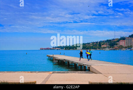 Slowenien-Küste und Kras Portoroz - Küste und Strand Stockfoto