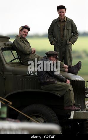 Re-enactment zuschauen während der amerikanischen Airshow im Imperial War Museum Duxford in Cambridgeshire. Stockfoto