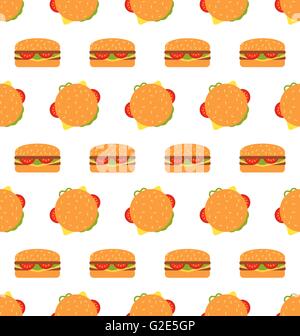 Nahtlose Textur mit Hamburgern. Fast-Food-Muster Stock Vektor
