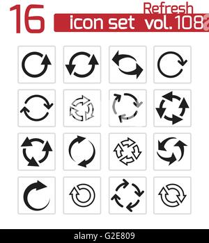 Vektor-Icons schwarz aktualisieren festgelegt auf weißem Hintergrund Stock Vektor