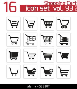 Vektor-schwarz shopping Cart Symbole setzen auf weißem Hintergrund Stock Vektor