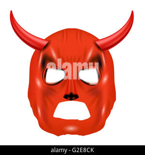 Roten Horn Maske, Isolated on White Stockfoto
