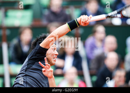 Roland Garros, Paris, Frankreich. 29. Mai 2016. Kei Nishikori Japans während der offenen Tennis Frankreich im Jahr 2016 statt in Stade Roland Garros. Credit: Foto Arena LTDA/Alamy Live-Nachrichten Stockfoto