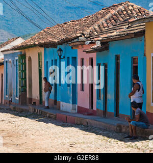 Quadratische Straßenansicht in Trinidad, Kuba. Stockfoto