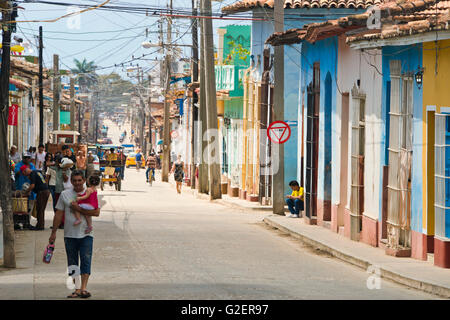 Horizontale Straßenansicht in Trinidad, Kuba. Stockfoto