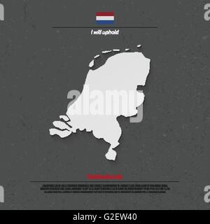 Königreich der Niederlande Karte und offizielle Flaggen-Icons isoliert. Vektor-niederländische politische Karte 3d Illustration. EU geographische banne Stock Vektor