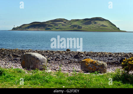 Davaar Insel an der Mündung des Campbeltown Loch aus dem Osten von Kintyre, in Argyll and Bute, Scotland Stockfoto