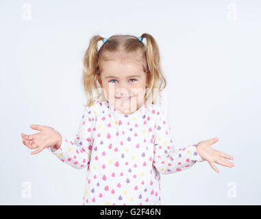 Kleine Mädchen Arme Überraschung. Emotionen. Stockfoto