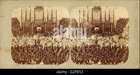 Stereoskopische Foto des vollen Orchesters am großen Händel-festspiele 1857 im Crystal Palace, Juni 1857 Stockfoto