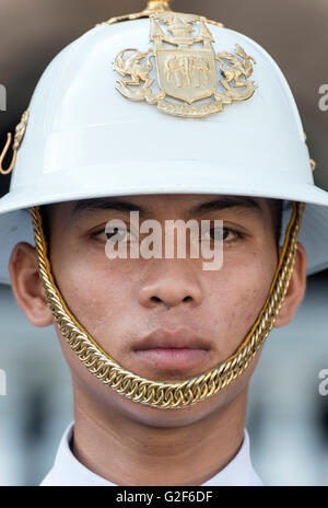 Porträt des Soldaten der Royal Guards, Grand Palace, Bangkok, Thailand Stockfoto