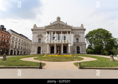 Die Fassade das Mahen-Theater in Brunn, Tschechische Republik. Stockfoto