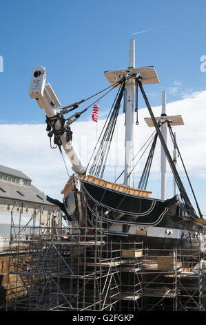 USS Constitution unterziehen Reparaturen Charlestown Navy Yard Boston, Massachusetts, USA Stockfoto