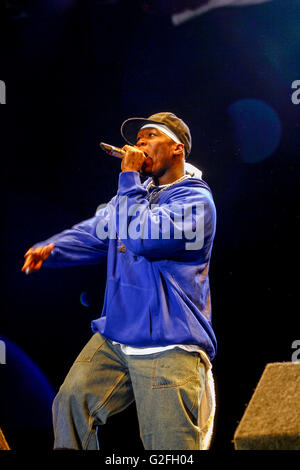 50 Cent, 50 Cent, die Durchführung auf der Hauptbühne auf dem Reading Festival 2004, England, Vereinigtes Königreich. Stockfoto