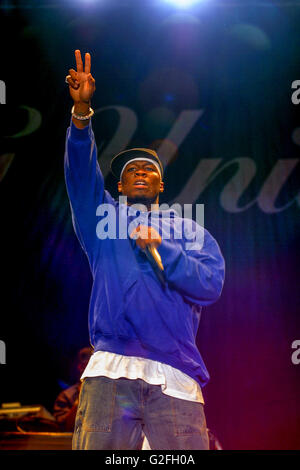 50 Cent, 50 Cent, die Durchführung auf der Hauptbühne auf dem Reading Festival 2004, England, Vereinigtes Königreich. Stockfoto
