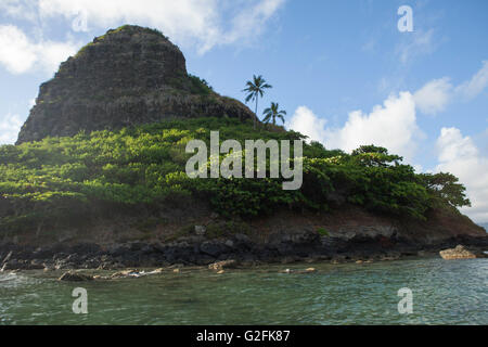 Paddeln in der Nähe von Kualoa und Mokolii Island in Kaneohe Bay aufstehen Stockfoto