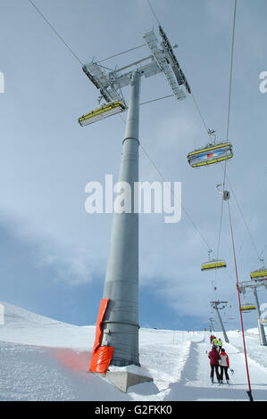 Blick vom Schlepplift auf Ofelerjoch in der Nähe Kaltenbach im Zillertal in Österreich Stockfoto