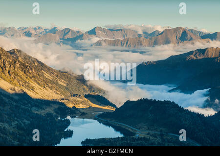 Nachmittag im Naturschutzgebiet von Néouvielle, Hautes-Pyrénées, Frankreich. Stockfoto